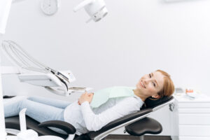 woman comfortable at dentist's office